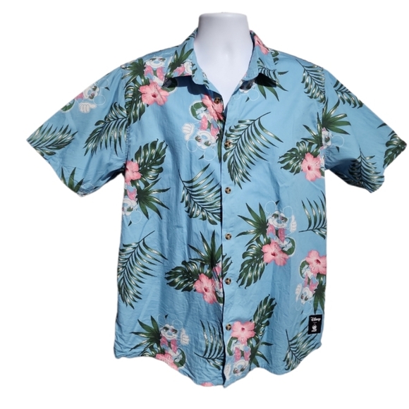 Disney X NEFF Blue Hawaiian Print Mickey Mouse Buttoned Casual Shirt Lar… - Picture 1 of 7
